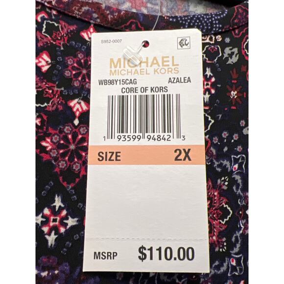 NWT Michael Michael Kors Women’s Patchwork Azalea Tiered Dress Size 2X Purple - Picture 4 of 7